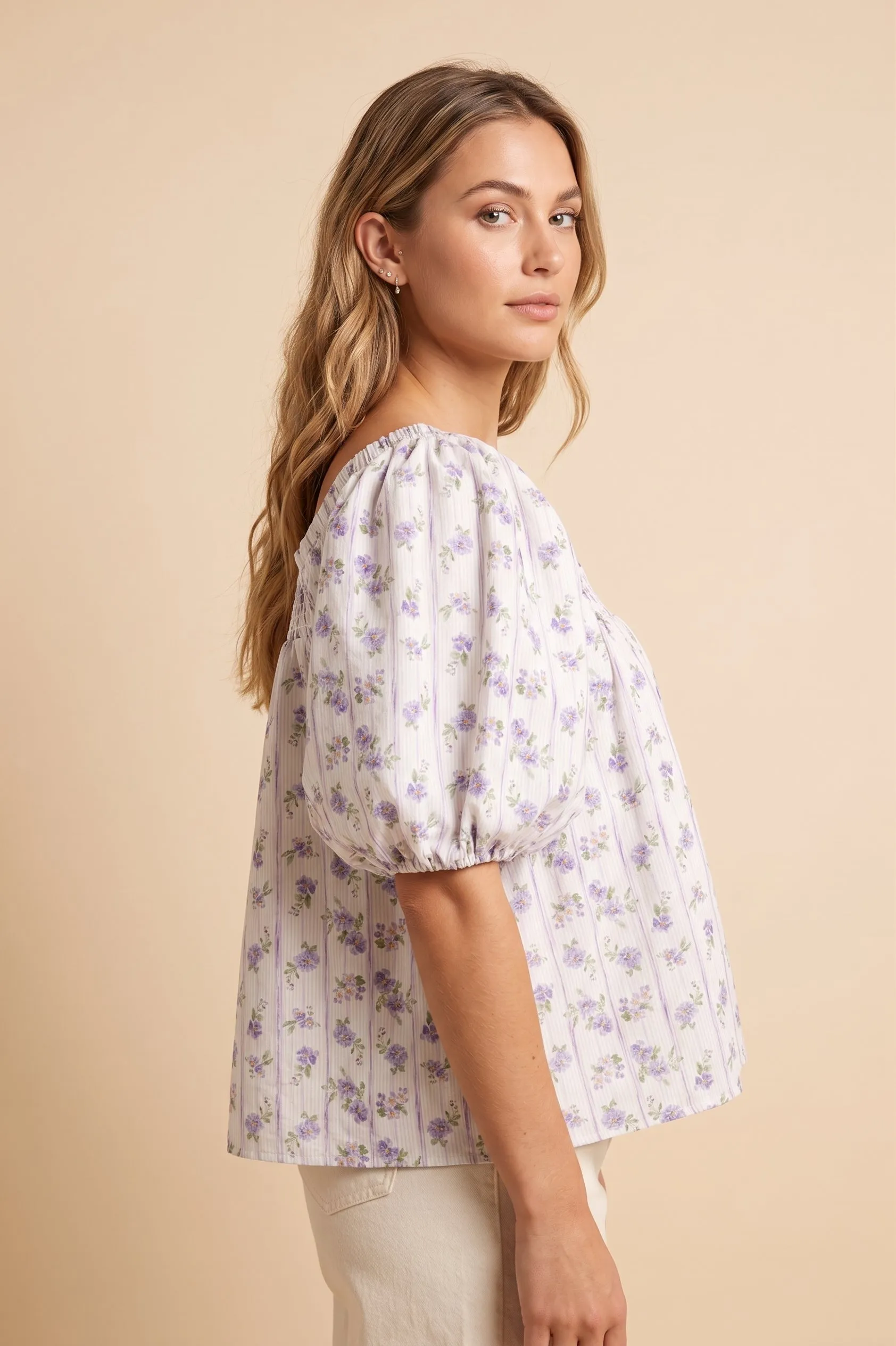 Womens Ditsy Floral Bow Detail Smocked Top sold by Hayden product image thumbnail 2