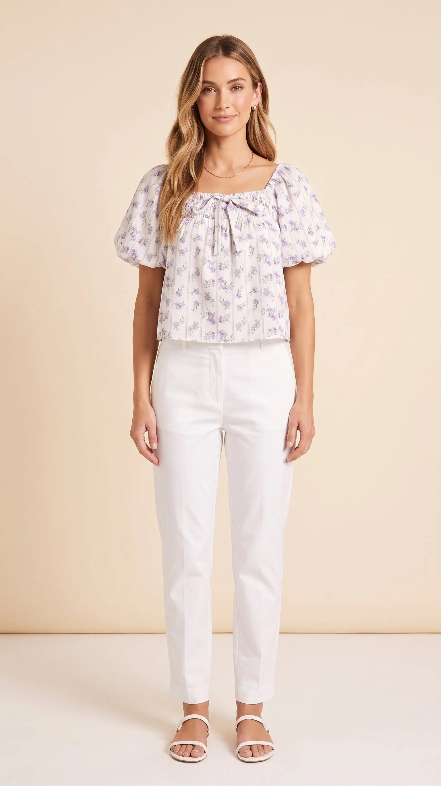 Womens Ditsy Floral Bow Detail Smocked Top sold by Hayden product image thumbnail 4