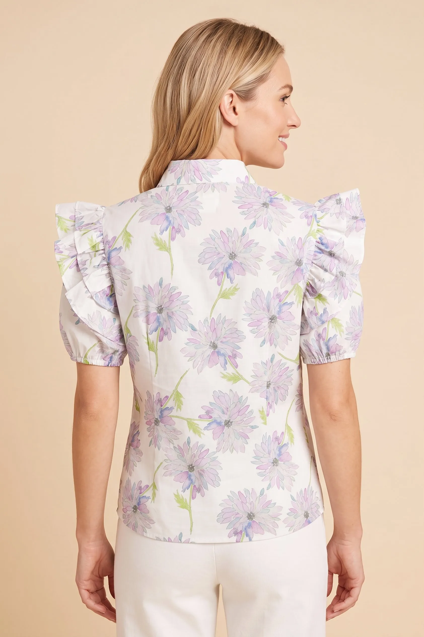 Womens Contrast Striped Ruffled Floral Top sold by Hayden product image thumbnail 3