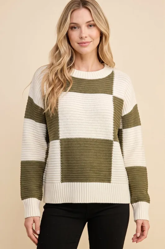 Womens Textured Checkered Sweater Top made by Hayden