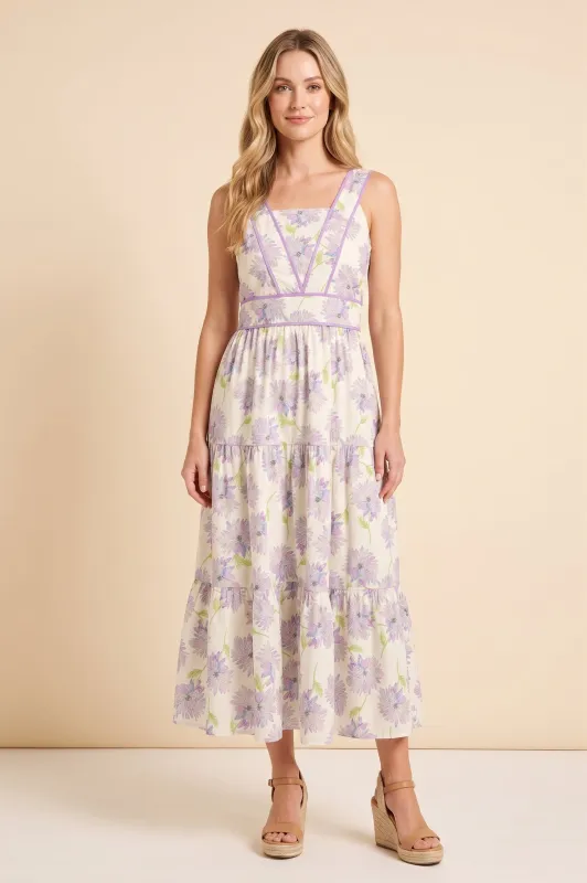 Womens Contrast Piped Soft Floral Tank Dress made by Hayden