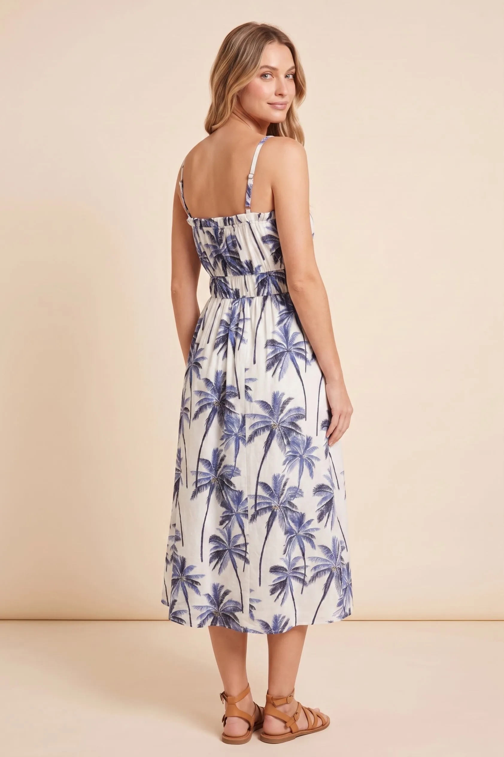 Womens Tropical Print Stripe Piped Tank Dress sold by Hayden product image thumbnail 3