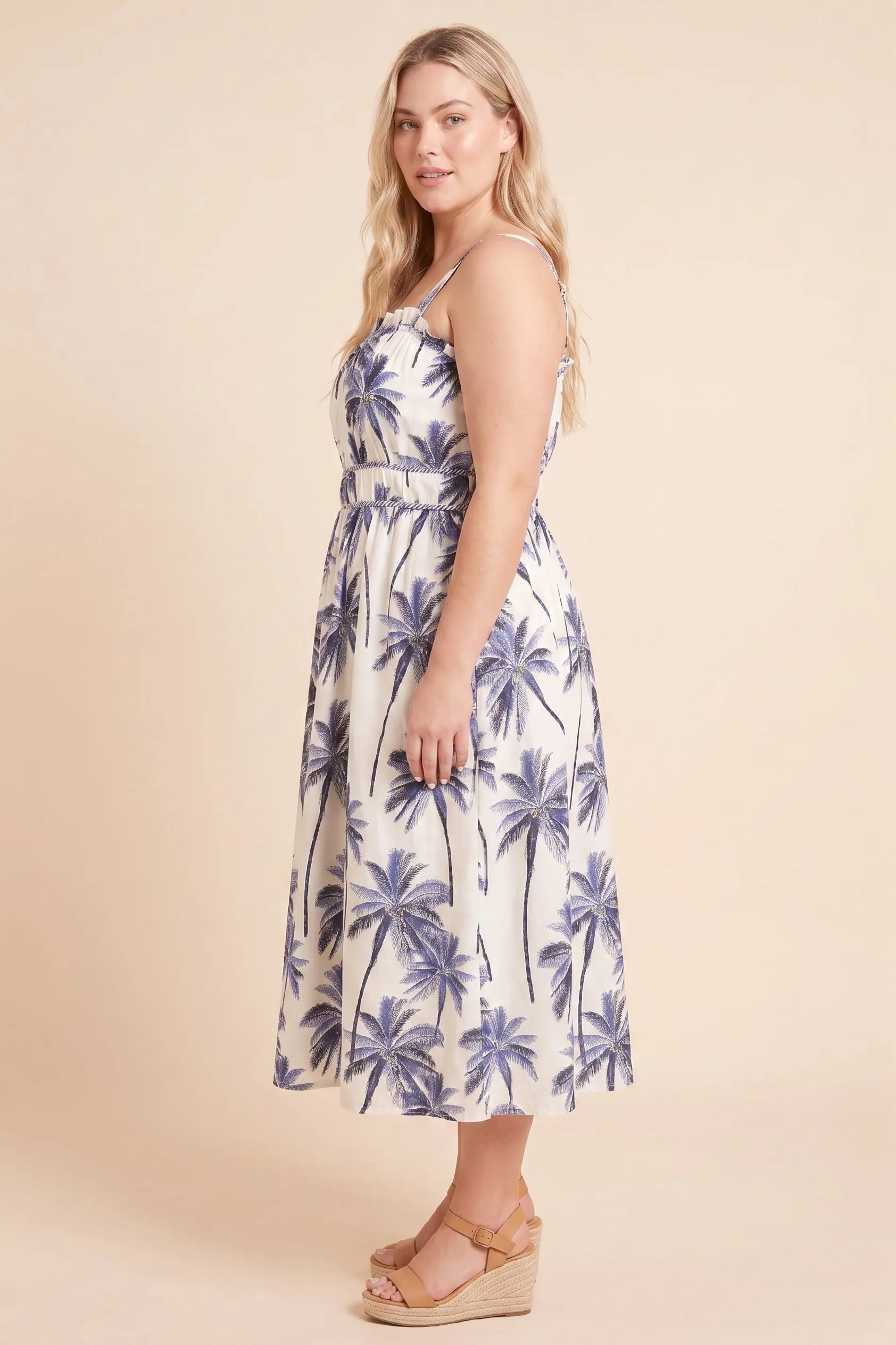 Womens Tropical Print Stripe Piped Tank Dress sold by Hayden product image thumbnail 5