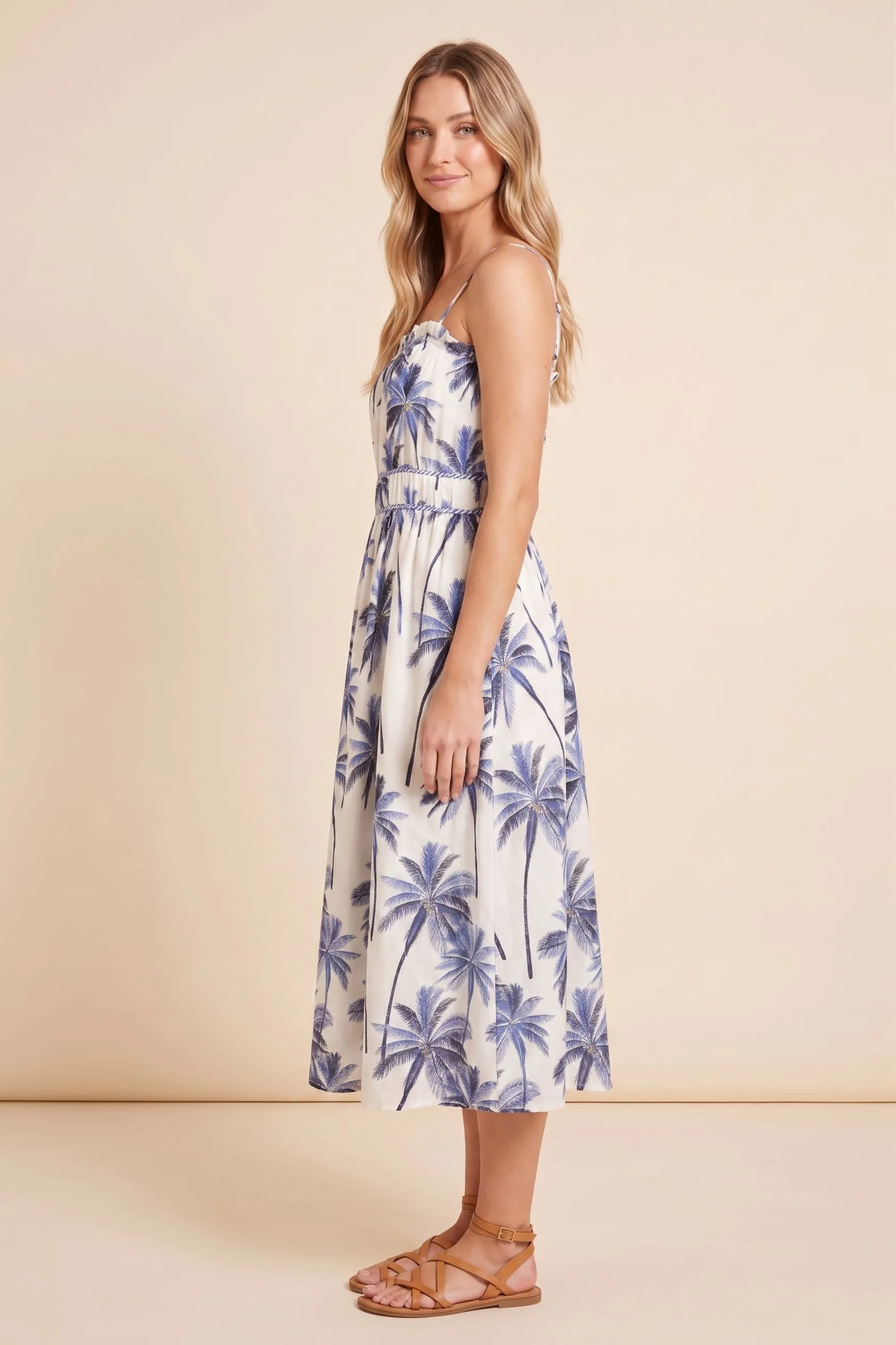 Womens Tropical Print Stripe Piped Tank Dress sold by Hayden product image thumbnail 2