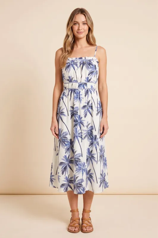 Womens Tropical Print Stripe Piped Tank Dress made by Hayden