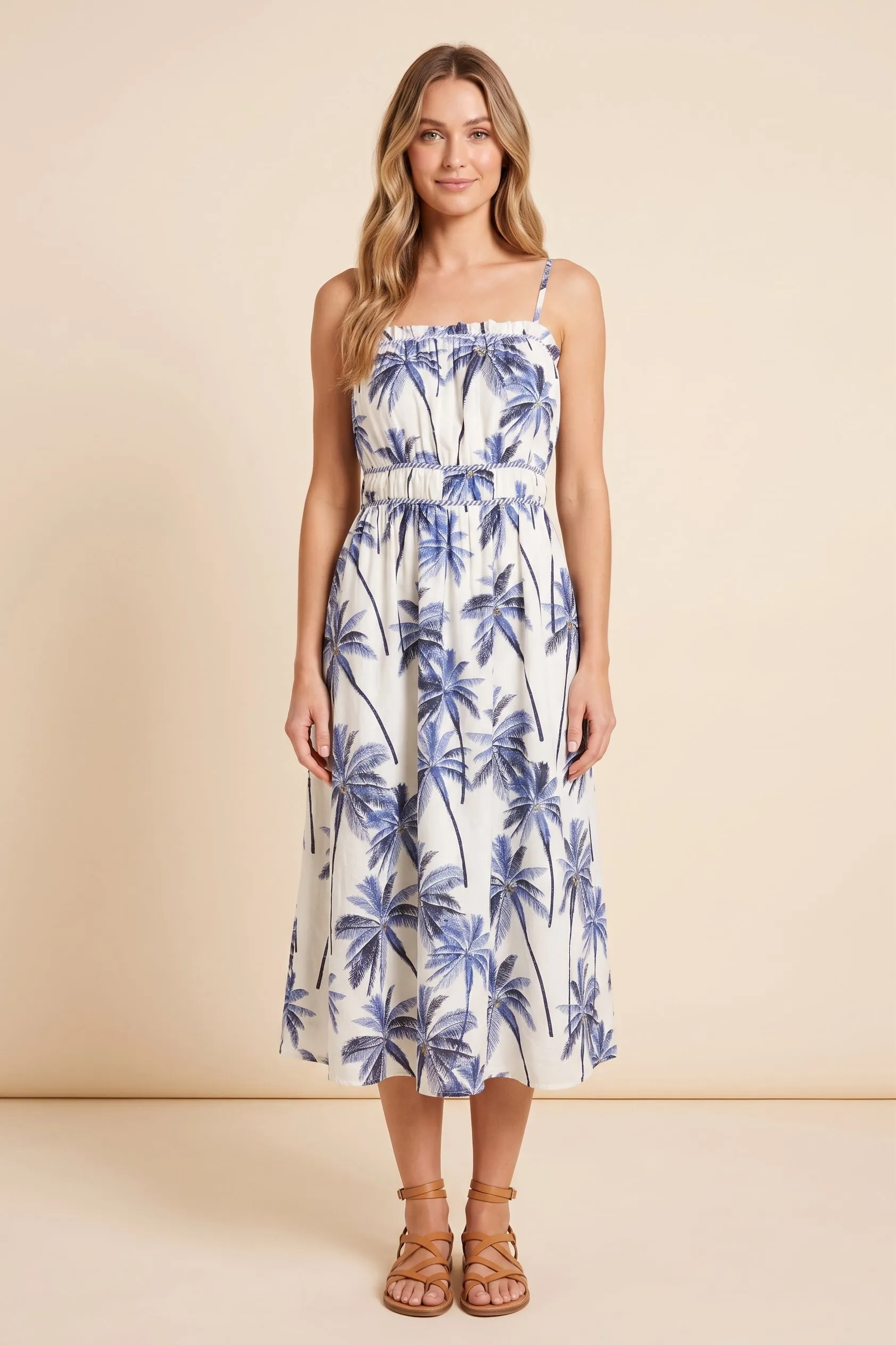 Womens Tropical Print Stripe Piped Tank Dress sold by Hayden