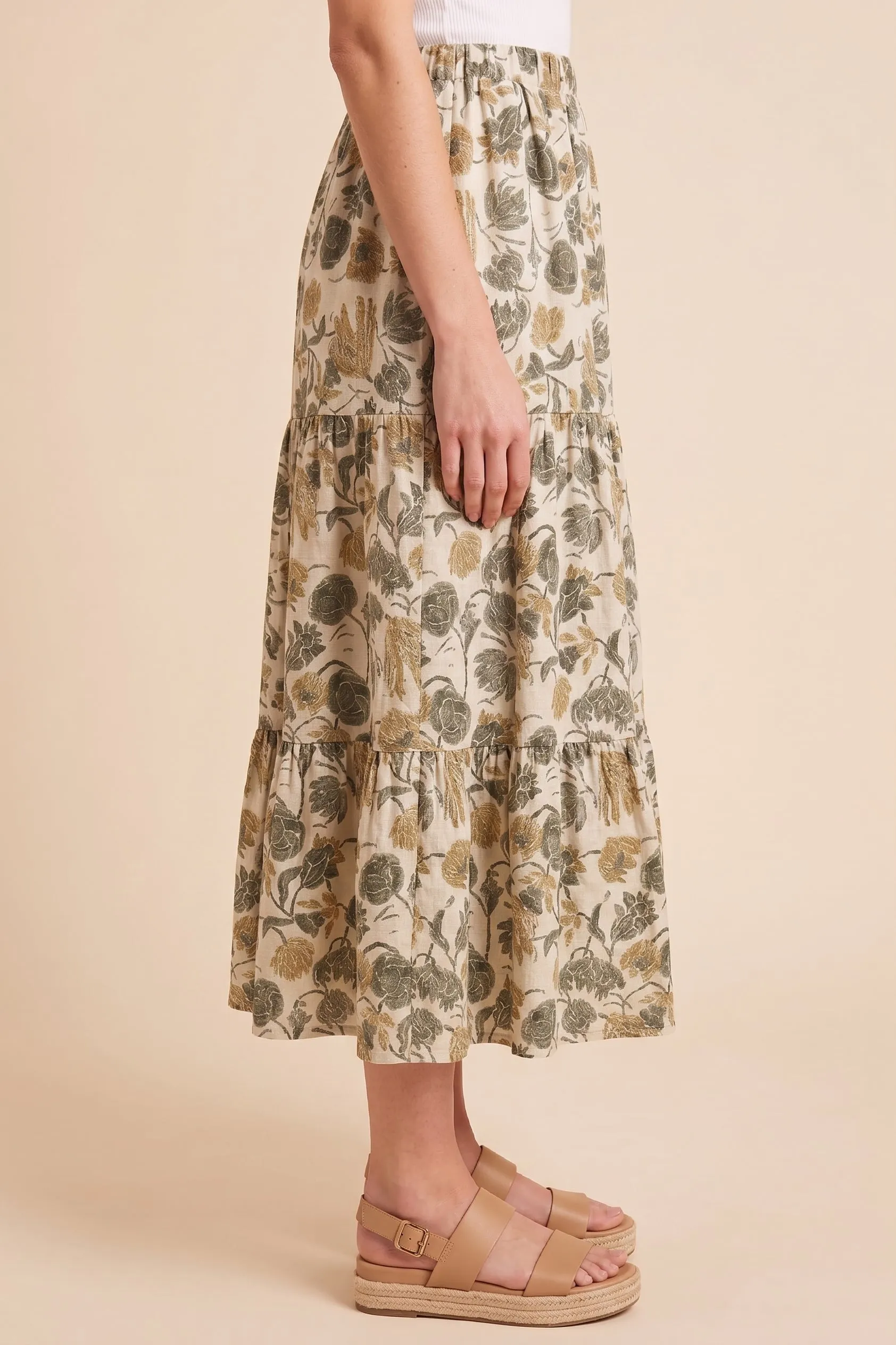 Womens Floral Print Tiered Midi Skirt sold by Hayden product image thumbnail 2