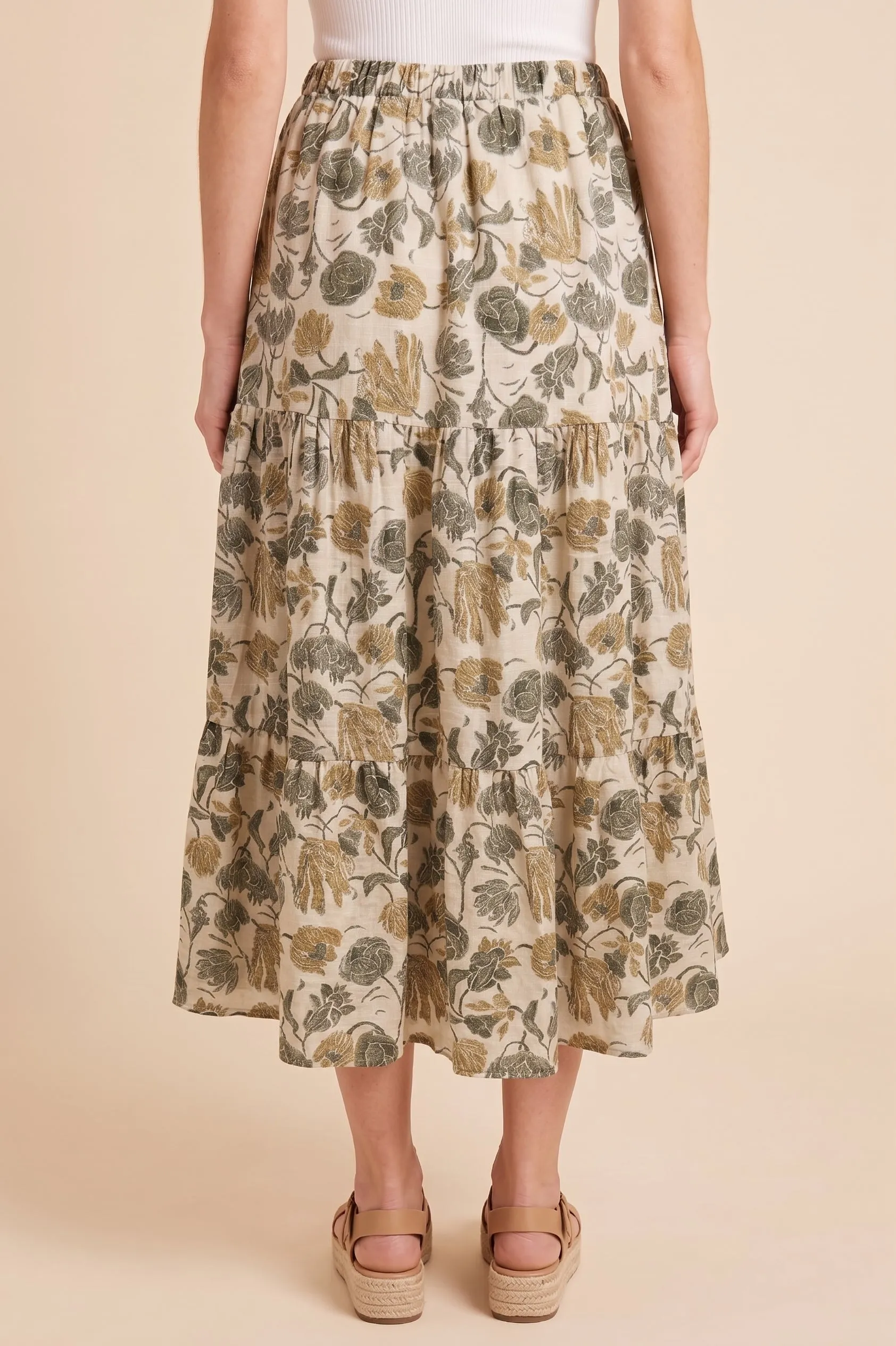 Womens Floral Print Tiered Midi Skirt sold by Hayden product image thumbnail 3