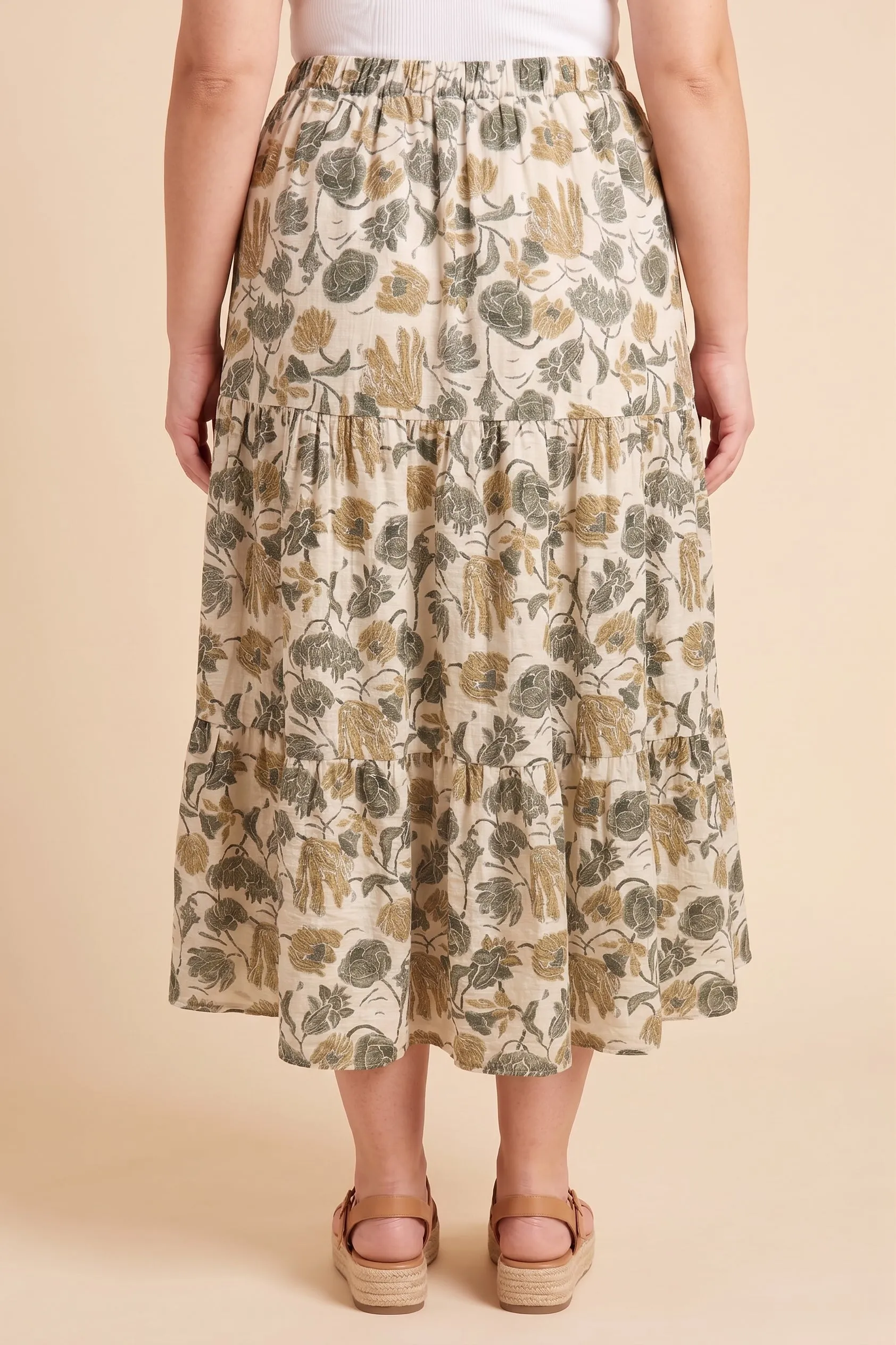 Womens Floral Print Tiered Midi Skirt sold by Hayden product image thumbnail 5