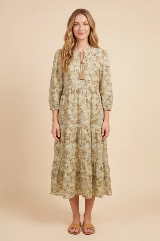 Womens Floral Paisley Print Tie Detail Dress made by Hayden