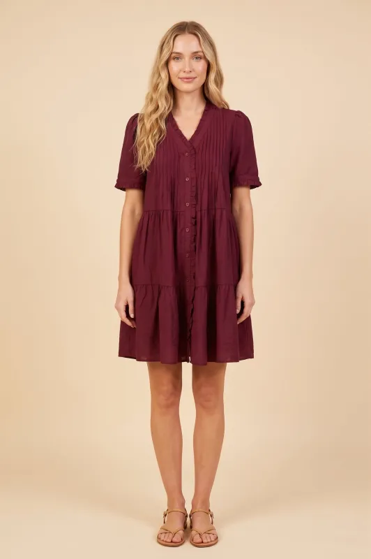 Womens Ruffle and Pleat Detailed Button Down Dress made by Hayden