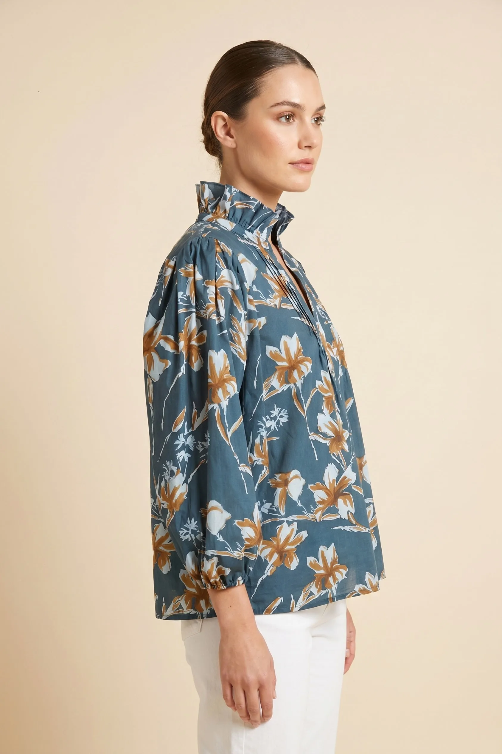 Womens Floral Print High Ruffled Neck Top sold by Hayden product image thumbnail 2