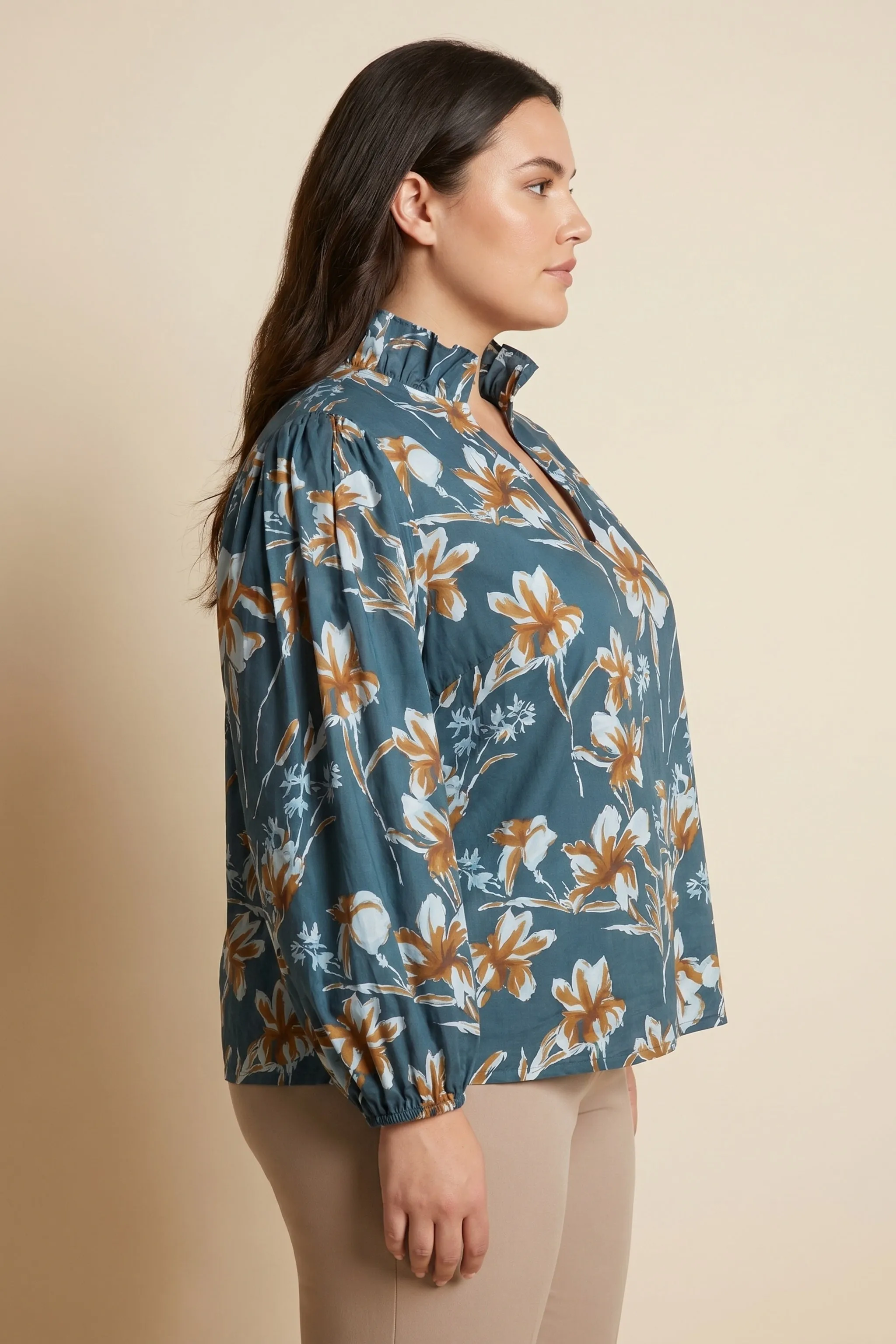 Womens Floral Print High Ruffled Neck Top sold by Hayden product image thumbnail 5