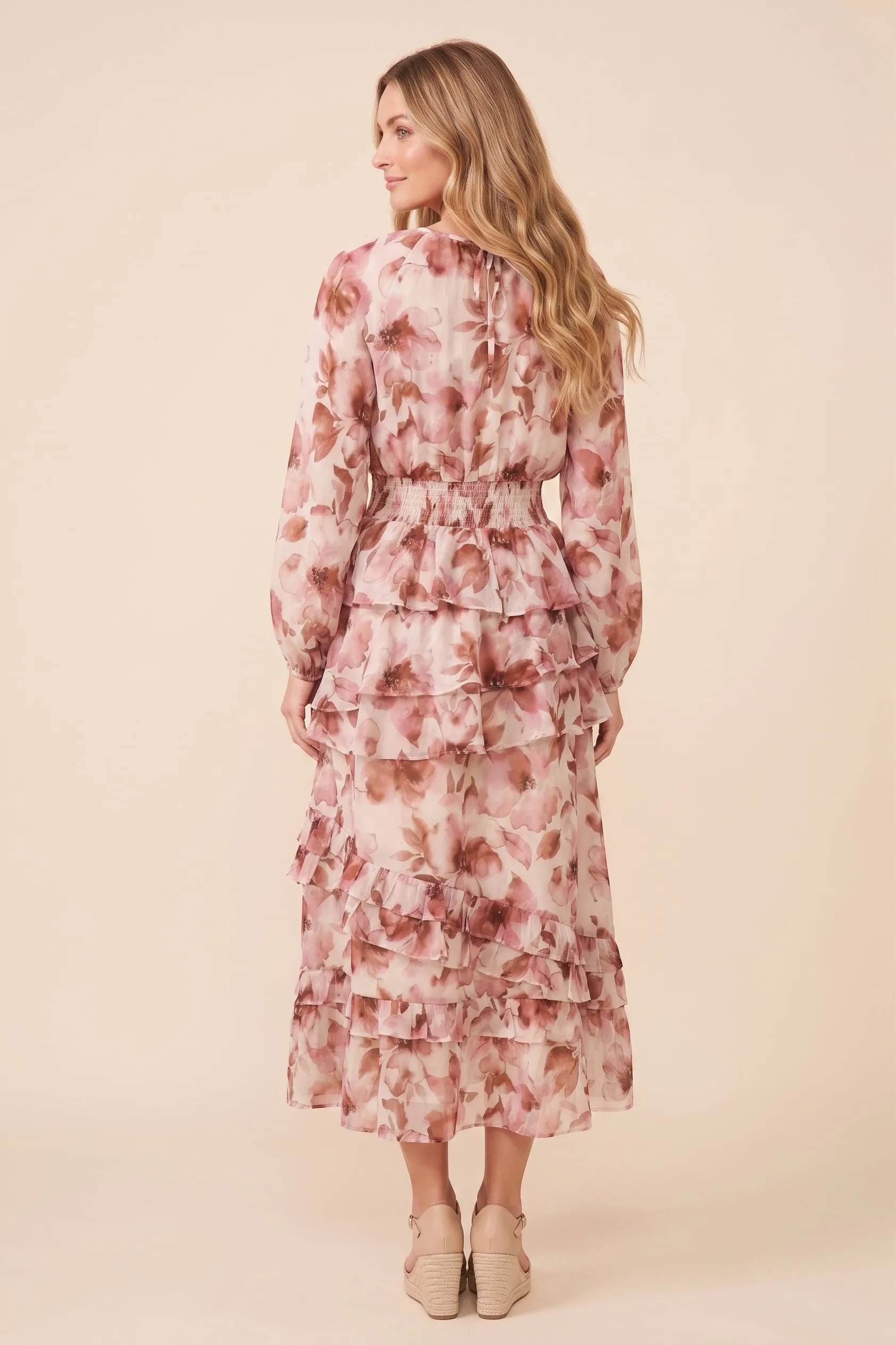Womens Spiraling Ruffle Detailed Floral Dress sold by Hayden product image thumbnail 3