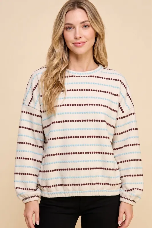 Womens Textured Stitch Detail Long Sleeve Knit Top made by Hayden