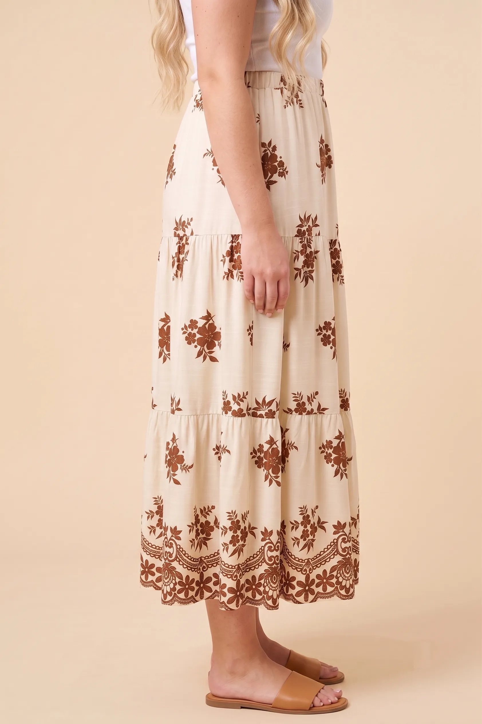 Womens Bordered Block Print Tiered Skirt sold by Hayden product image thumbnail 5