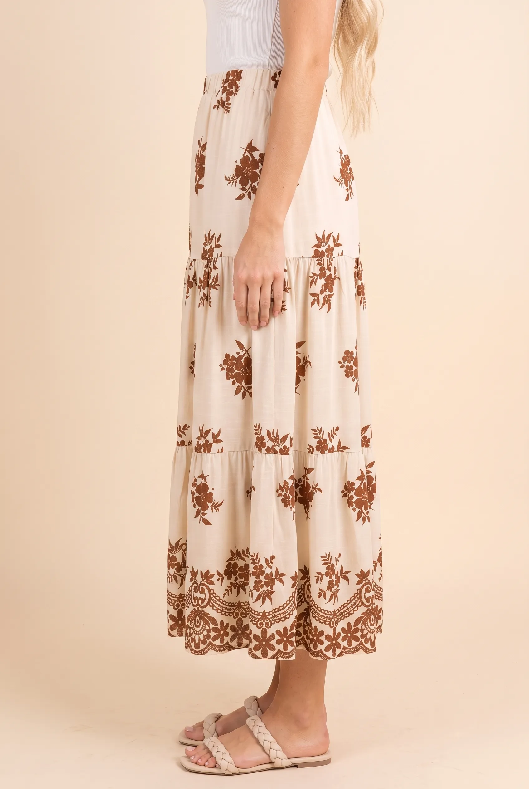 Womens Bordered Block Print Tiered Skirt sold by Hayden product image thumbnail 3