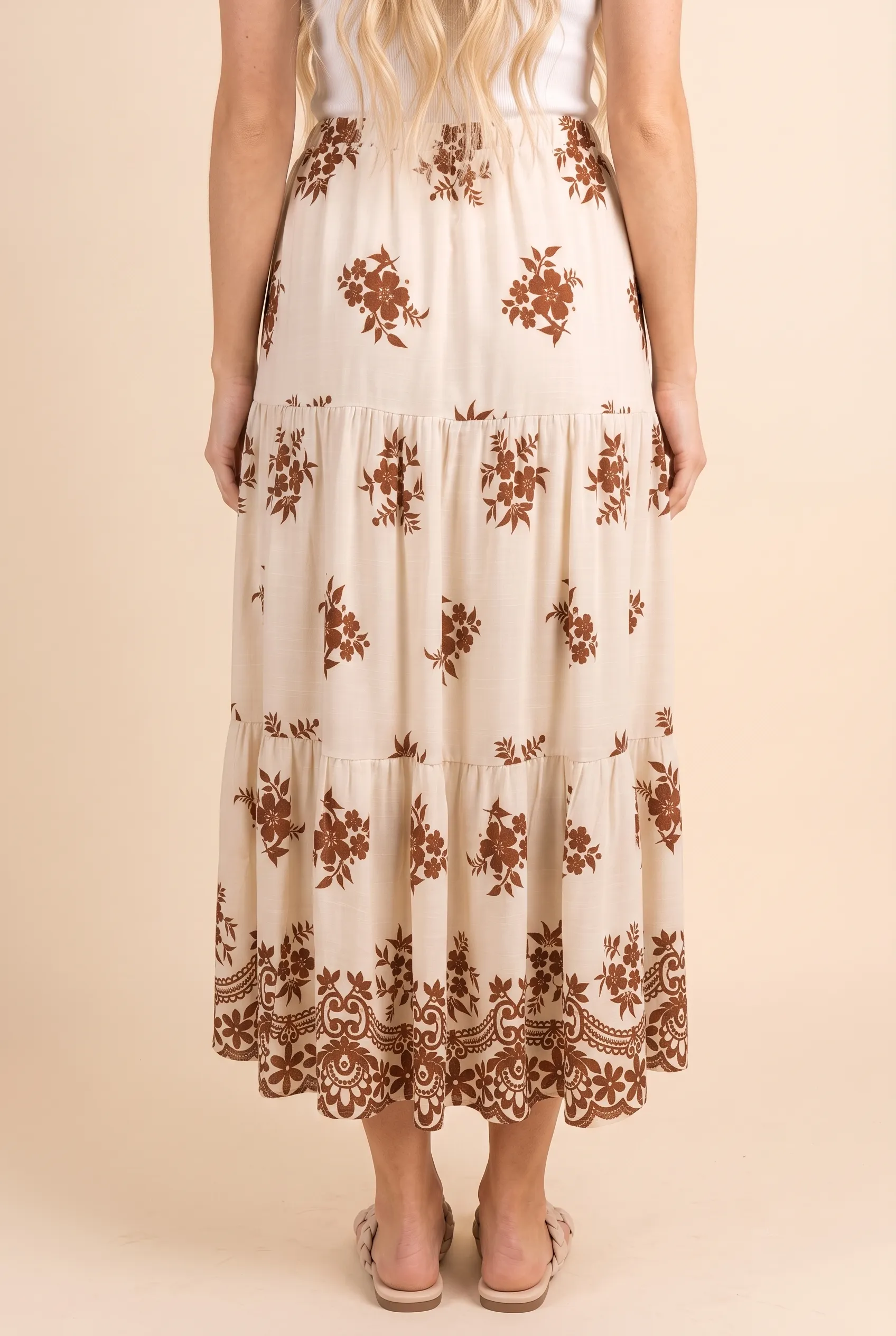 Womens Bordered Block Print Tiered Skirt sold by Hayden product image thumbnail 2