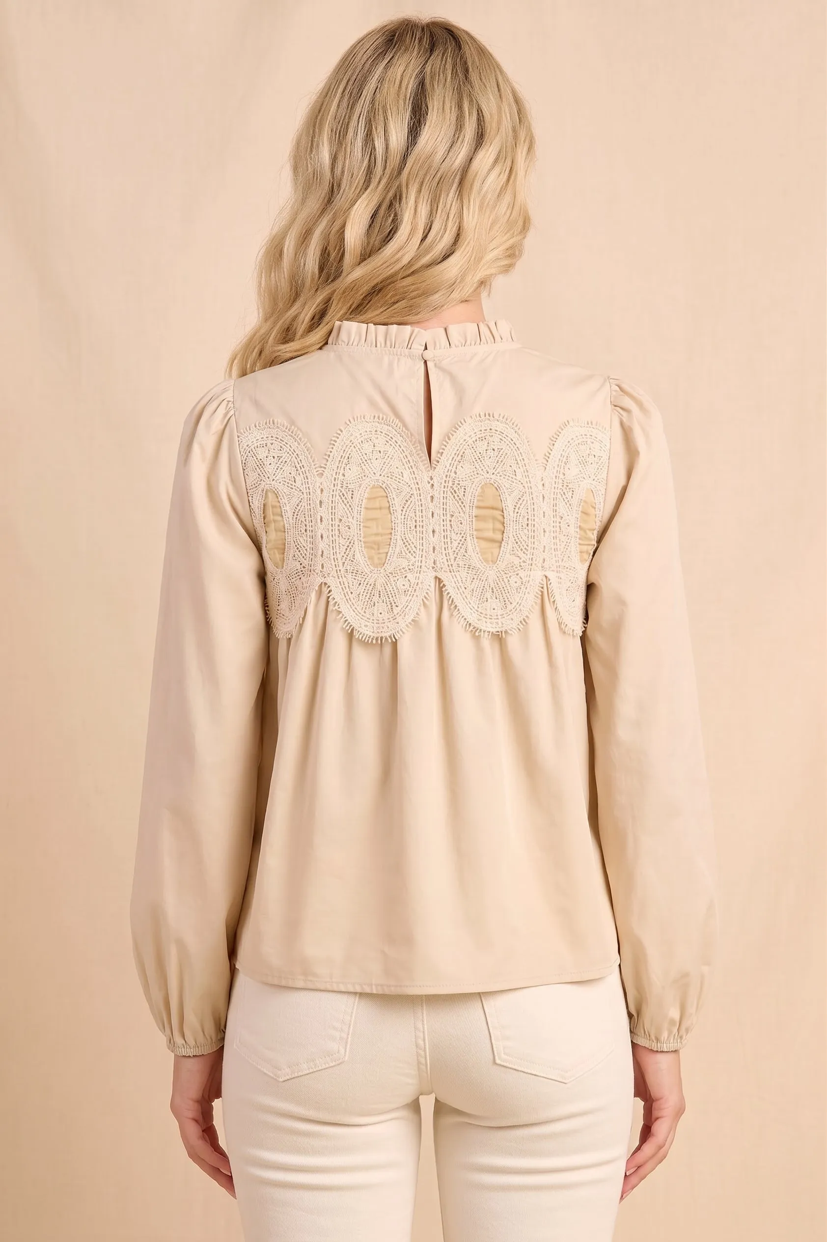 Womens Crochet Trimmed Ruffle Neck Top sold by Hayden product image thumbnail 3