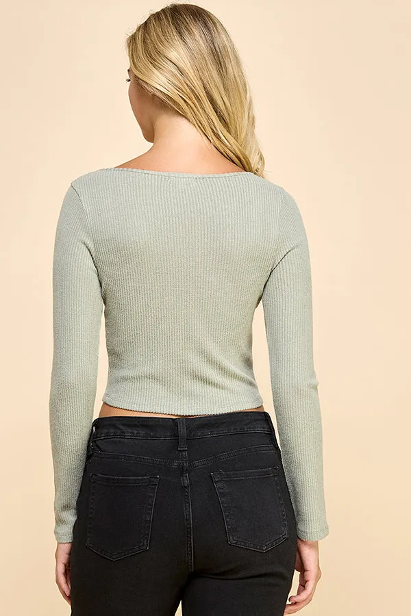 Square Neck With Ribbon Long Sleeve Top sold by Heart & Hips product image thumbnail 5