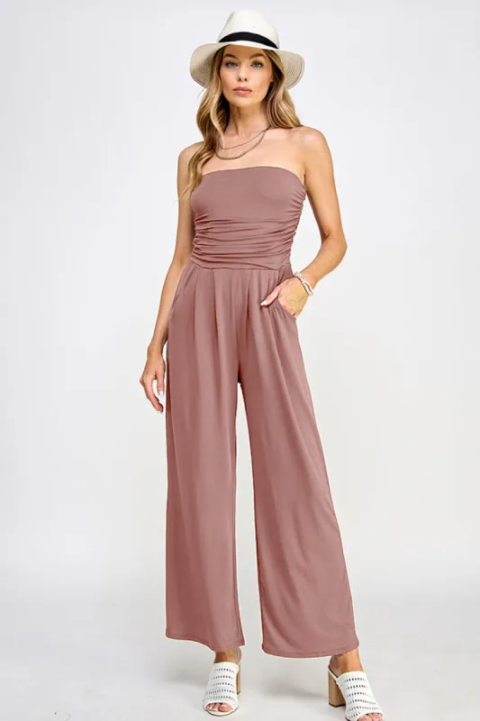 TUBE TOP W/SHIRRING PALAZZO ROMPER sold by Heart & Hips