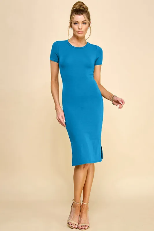 CREW NECK SHORT SLEEVE MIDI DRESS sold by Heart & Hips