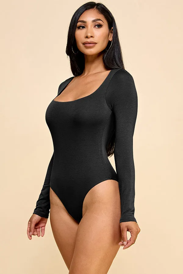 SQUARE NECK DOUBLED LAYERED LONG SLEEVE BODYSUIT sold by Heart & Hips product image thumbnail 3