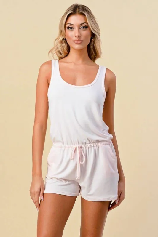 Round Neck Side Pockets Tank Romper sold by Heart & Hips