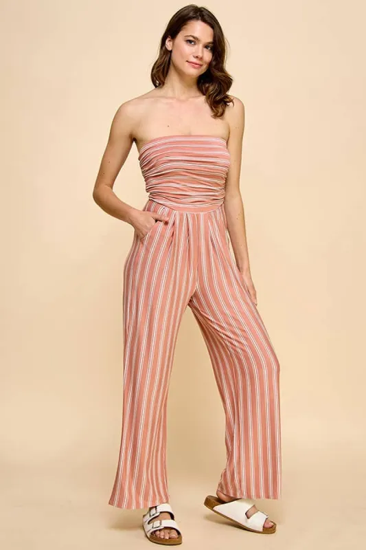 TUBE TOP W/SHIRRING PALAZZO ROMPER sold by Heart & Hips
