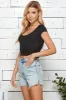 SCOOP NECK SHORT SLEEVE RIB, CUT & STITCH DETAIL TOP sold by Heart & Hips