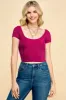 SCOOP NECK SHORT SLEEVE RIB, CUT & STITCH DETAIL TOP sold by Heart & Hips