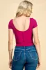 SCOOP NECK SHORT SLEEVE RIB, CUT & STITCH DETAIL TOP sold by Heart & Hips