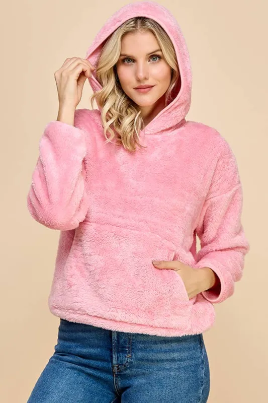 Front Pockets Sherpa Hoodie sold by Heart & Hips