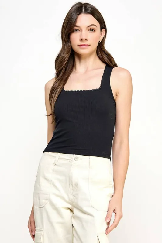 DELICATE LACE TRIMED NECKLINE TANK TOP sold by Heart & Hips
