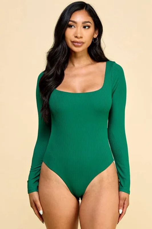 SQUARE NECK DOUBLE LAYERED LONG SLEEVE BODYSUIT sold by Heart & Hips