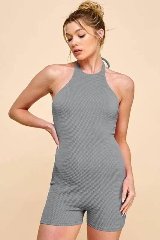 HIGH NECK HALTER ZIGZAG JACQUARD KNIT ROMPER sold by Heart & Hips