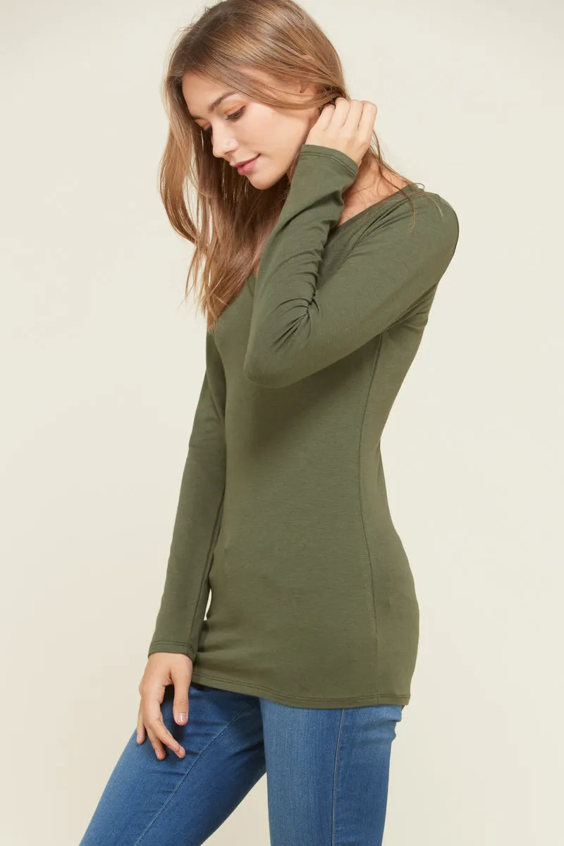 V-NECK BASIC LONG SLEEVE TOP sold by Heart & Hips product image thumbnail 5