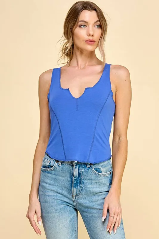 NOTCH STITCH DETAIL TANK TOP sold by Heart & Hips