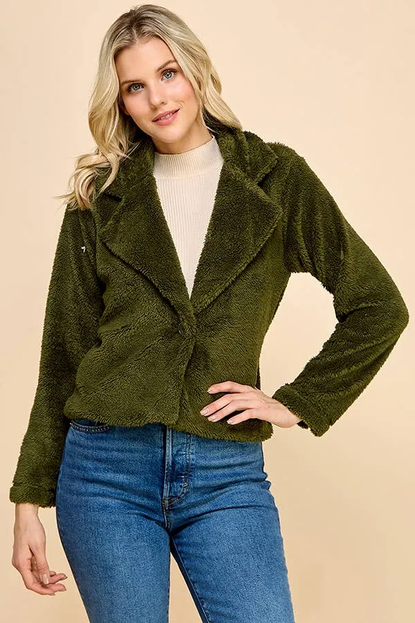SHERPA NOTCHED COLLAR OPEN FRONT CROP JACKET sold by Heart & Hips product image thumbnail 2