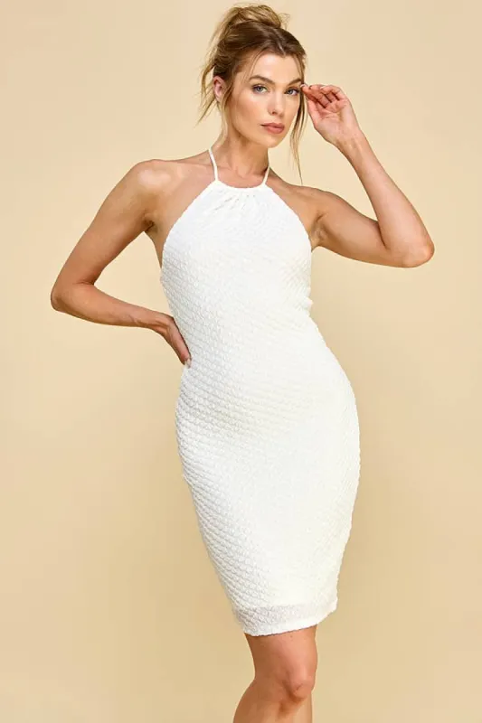 BUBBLE KNIT HALTER DRESS sold by Heart & Hips