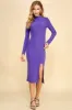 MOCK NECK FRONT SLIT LONG SLEEVE MIDI DRESS sold by Heart & Hips