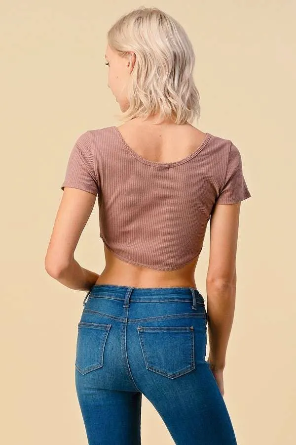 Double Scoop Edge Detail Scallop Stitch Crop Top sold by Heart & Hips product image thumbnail 3