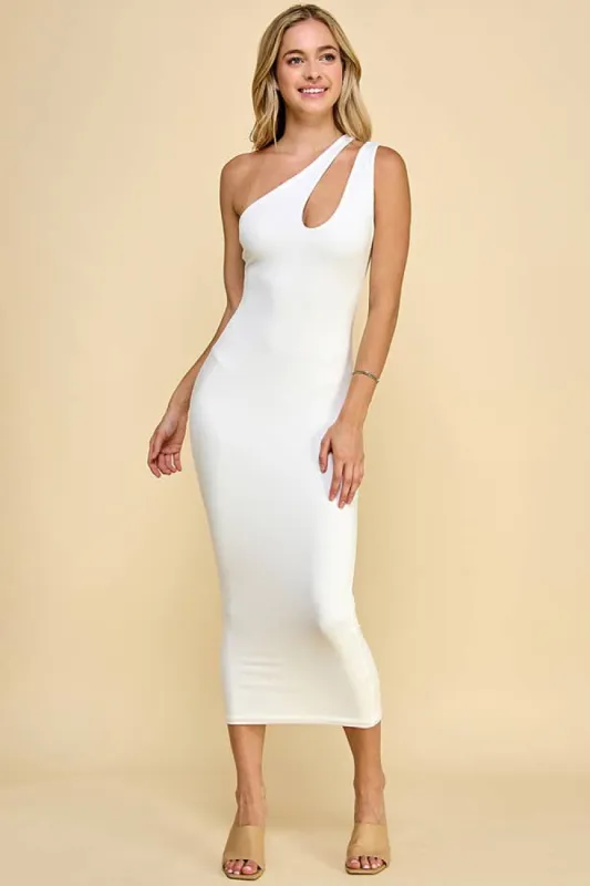 ASYMMETRIC ONE SHOULDER WITH CUT-OUT MAXI DOUBLE LAYER DESS sold by Heart & Hips