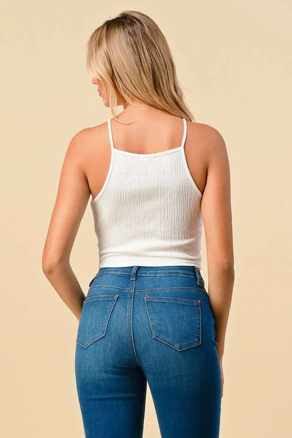 TEXTURED SMOCKED KNIT CAMI TOP sold by Heart & Hips product image thumbnail 3