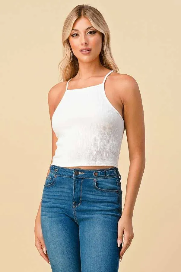 TEXTURED SMOCKED KNIT CAMI TOP sold by Heart & Hips