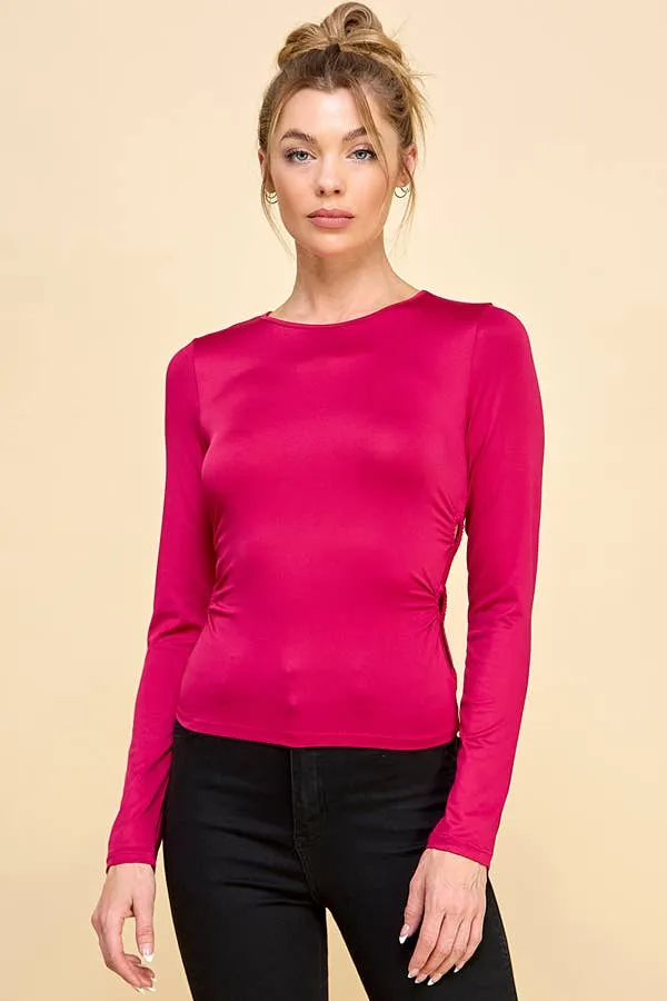SIDE CUT-OUT O-RING DETAIL RUTCHED TOP sold by Heart & Hips product image thumbnail 2