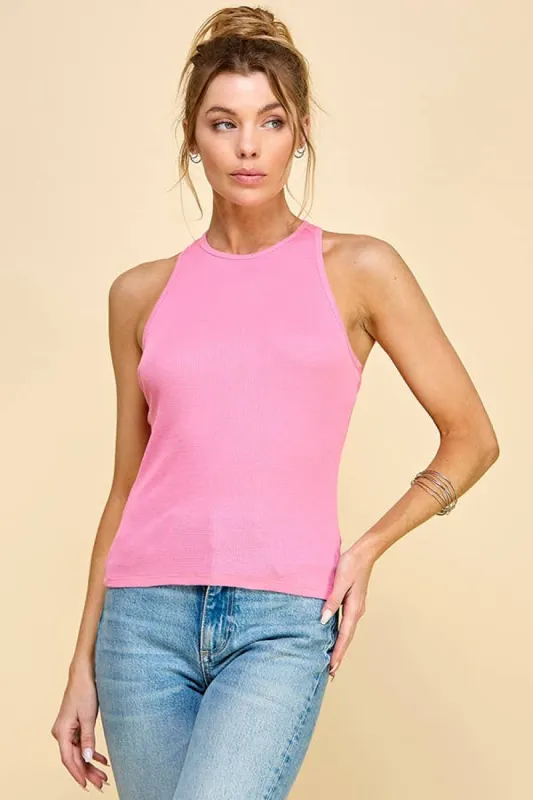 HIGH NECK RACER BACK THERMAL TANK TOP sold by Heart & Hips