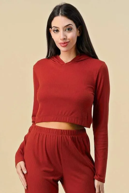 Hoodie Crop Long Sleeve Top sold by Heart & Hips