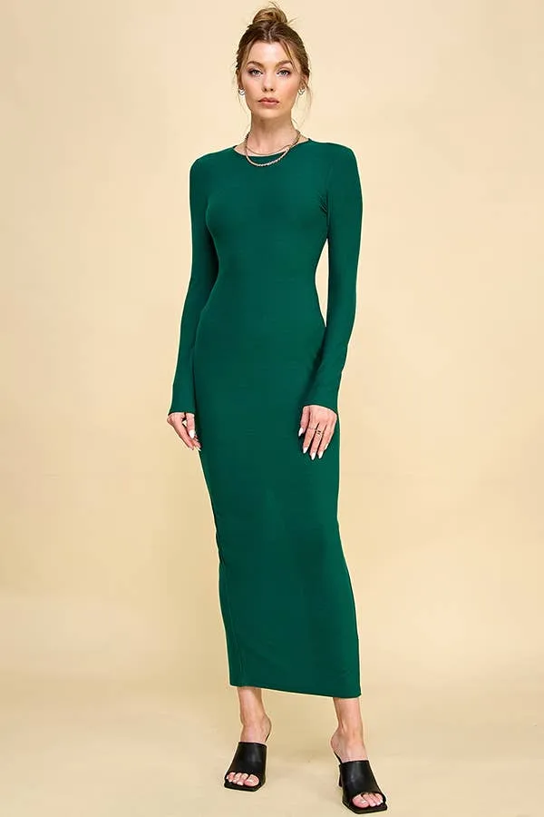 CREW NECK MAXI DRESS W/ DEEP BACK SLIT sold by Heart & Hips