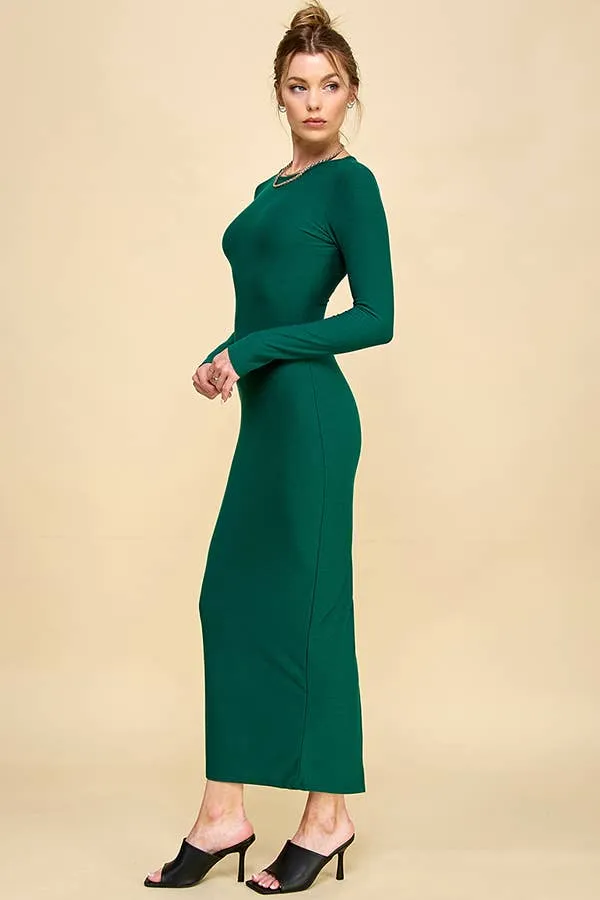 CREW NECK MAXI DRESS W/ DEEP BACK SLIT sold by Heart & Hips product image thumbnail 3